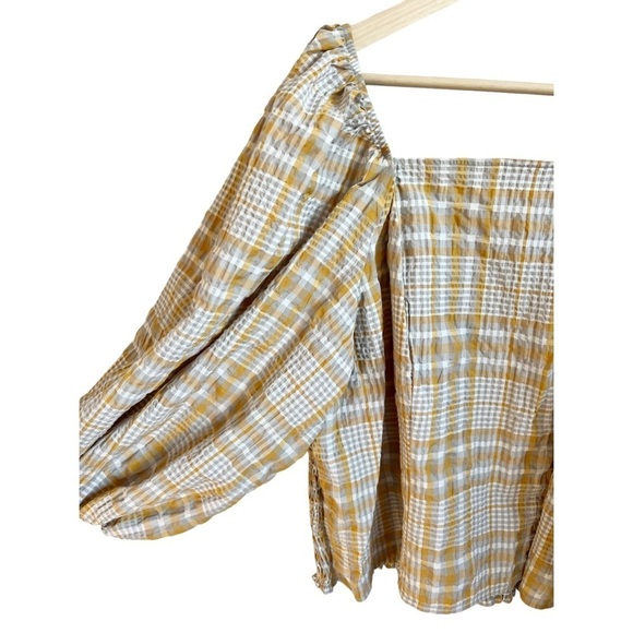Anthropologie Maeve Plaid Square Neck Puff Sleeve Plus Size 3X Blouse - Picture 11 of 13